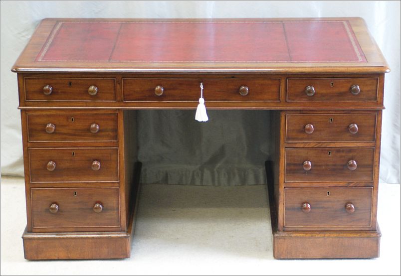 1027 Small Antique Mahogany Partners Desk (2)